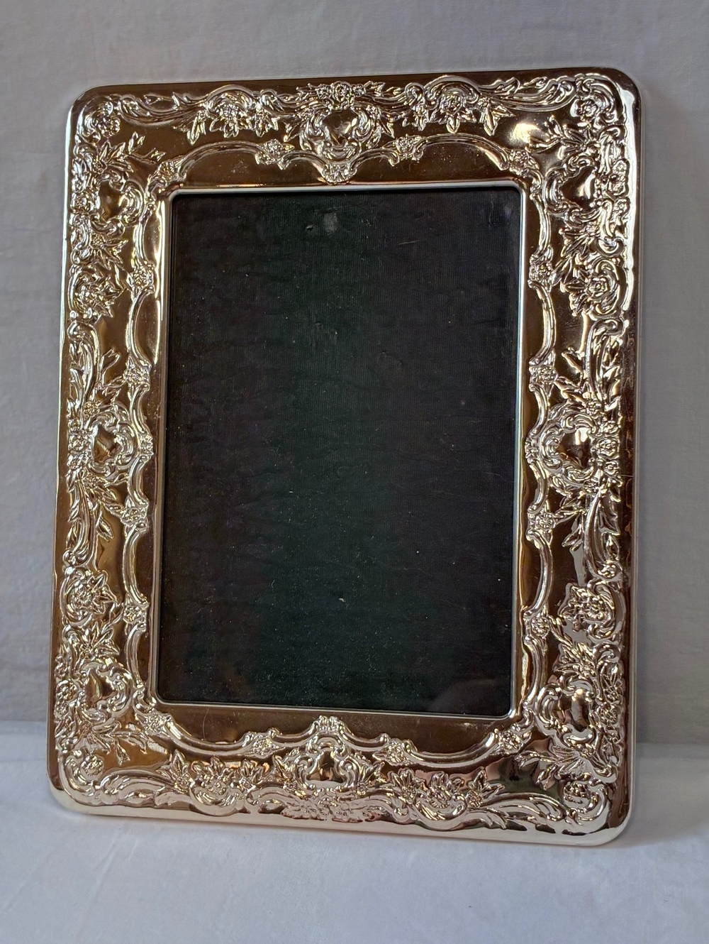 Vintage Ornate Silver Tone Floral Picture Frame